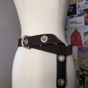 Brown Suede Grommet Belt Western